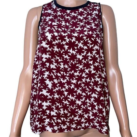 Madewell top/blouse 100% Silk Floral Canal Tank Pressed Flower Sz M Red/blue - Picture 6 of 10